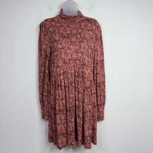 Peruvian Connection Dress Women M Floral Long Sleeve Turtleneck Boho Cottagecore